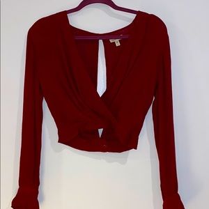 SILENCE + NOISE | Burgundy Blouse with Cutout Back